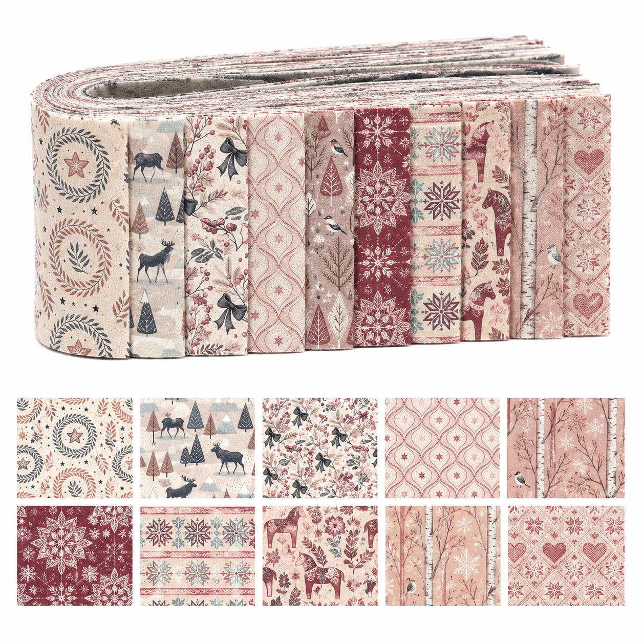 Christmas Table Runner - 10 шт. предварительно нарезанных полосок ткани