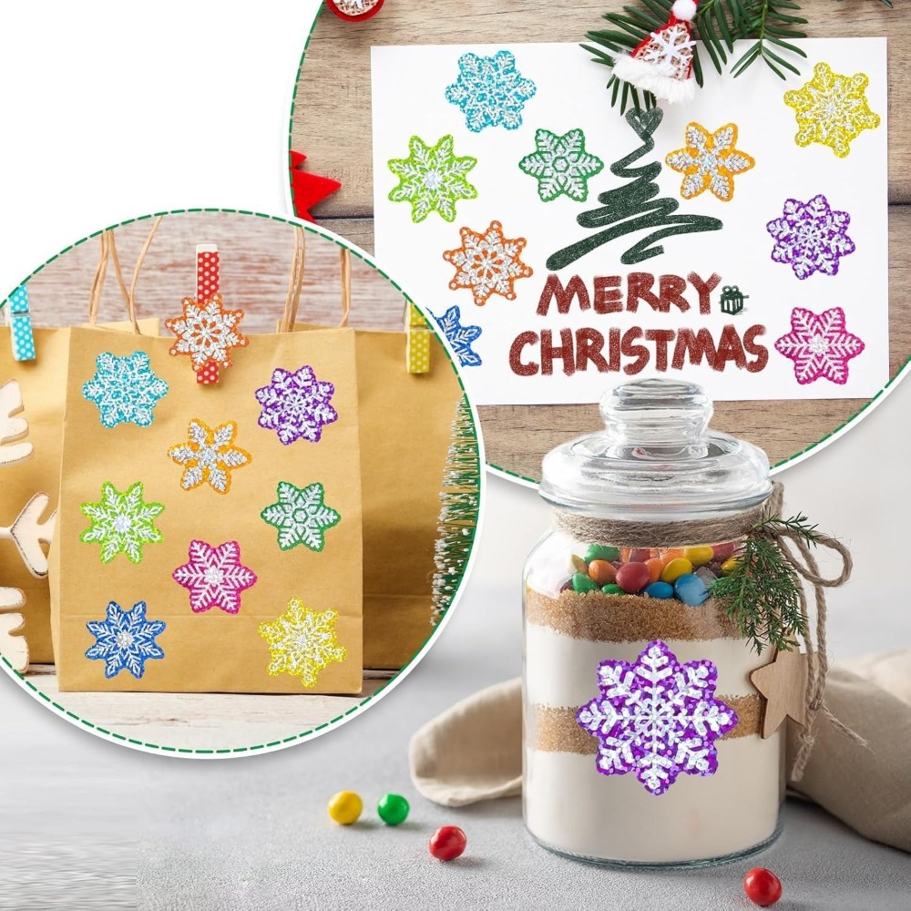 Snowflake Window Decal - 500 шт./рулон декоративных бумажных рождественских наклеек,